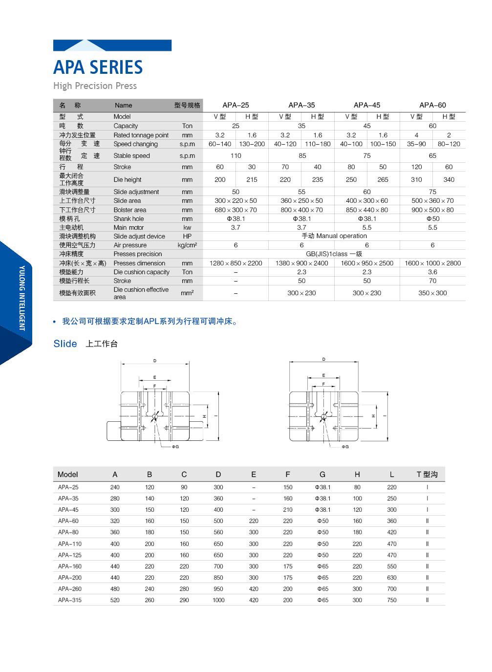 APA series high precision strong steel frame press