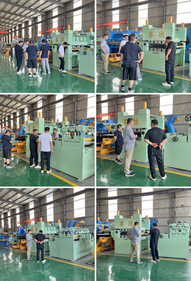 Customer inspects metal coil processing equipment